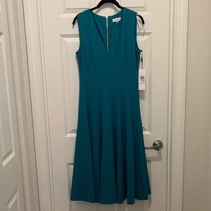 Calvin Klein Teal Fit and Flare Midi Dress